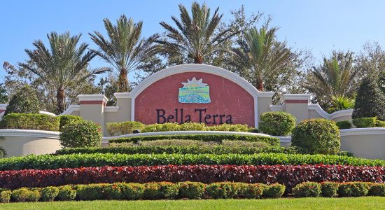 Bella Terra community entrance sign in Estero